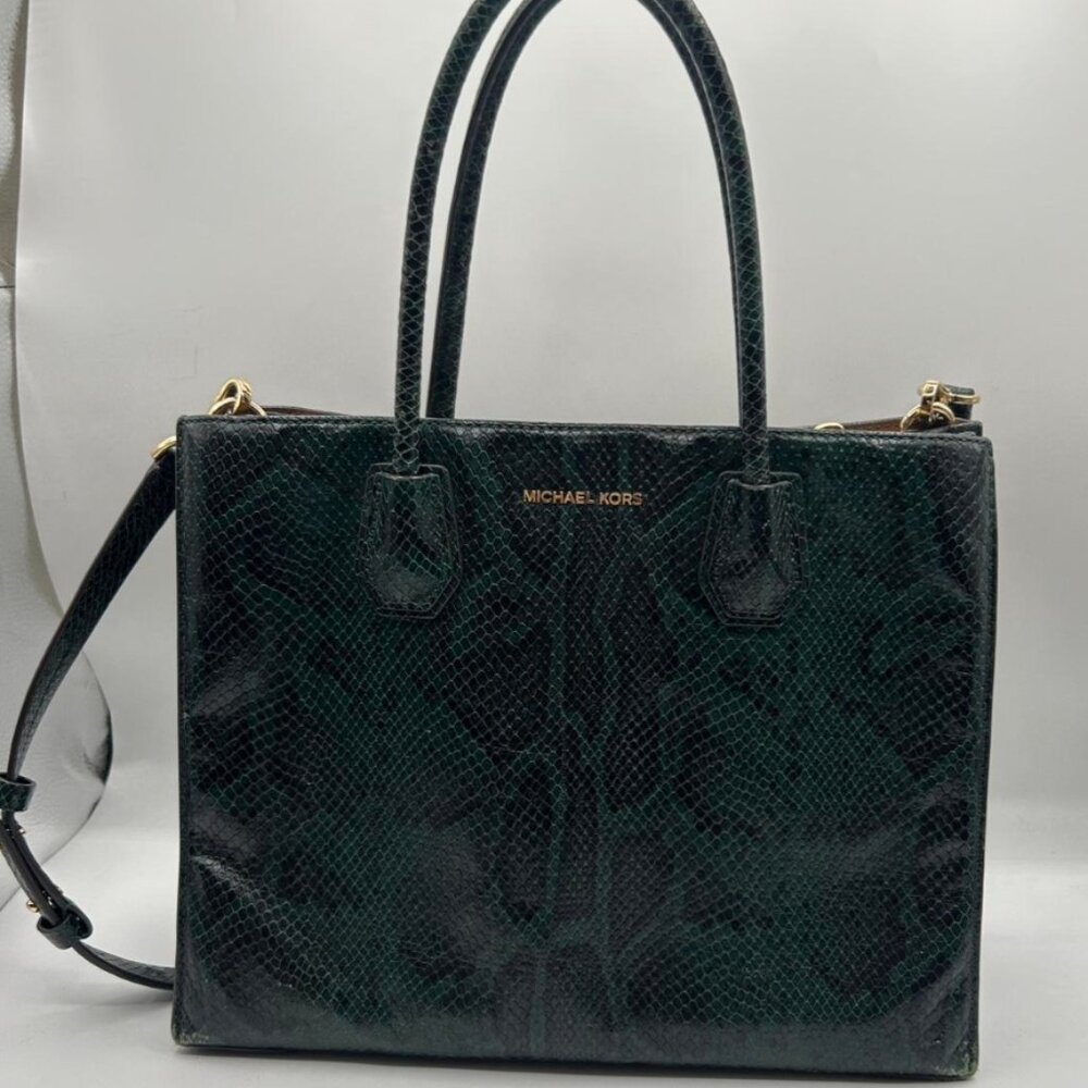 Michael Kors green snake skin purse
